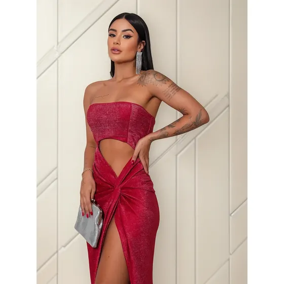 Vestido De Fiesta Lurex Un Tajo