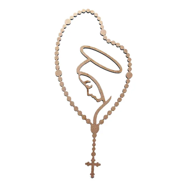 Kit 30 Mini Terço Mdf Virgem Maria 10cm Aplique Religioso