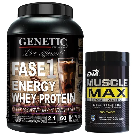 Crecimiento Muscular Energia Whey Fase 1 Muscle Max Genetic
