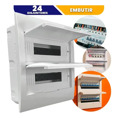 Quadro Distribuicao Transferencia 24 Polos Din Embutir Trilho Din Pvc Quadrinho Centrinho