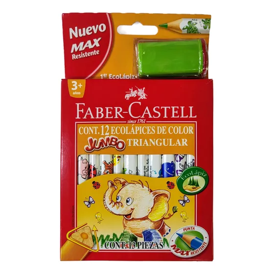 Lápices De Color Fab Castell X12 Jumbo Triangulares+sacapunt