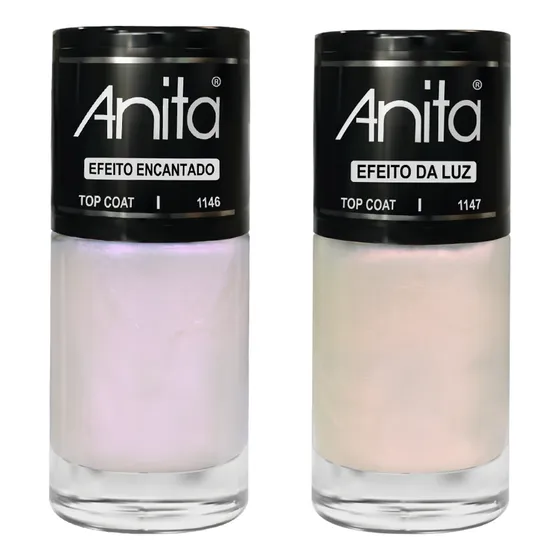 Kit Esmalte Anita Unhas Top Coat Luz Iridescente Furta-cor