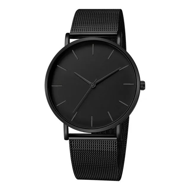 Reloj Hombre Negro Gris Acero Inoxidable Elegante