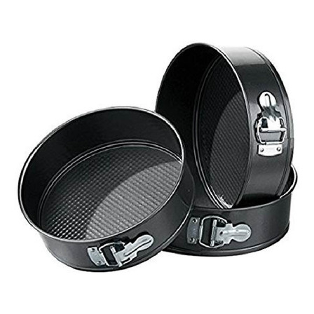 Molde Para Hornear Desmontable 3 Tamaños Antiadherente Color Negro Molde Para Hornear Desmontable 3 Tamaños Antiadherente Color Negro