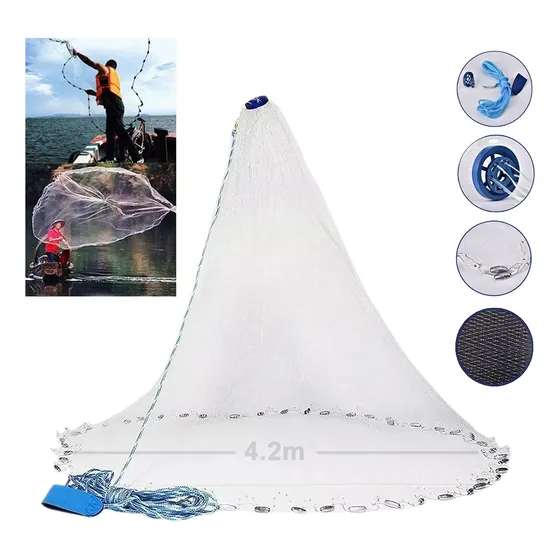 Red De Pesca De Agua Salada Atarraya Camaronera Abre 4.2m