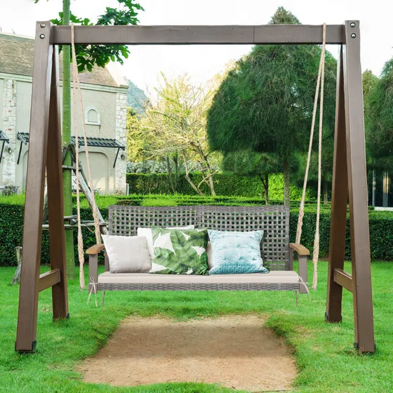 Columpio Para Jardin De Mimbre Blanco Gpl