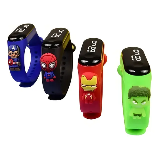 Relógio Digital Led Infantil Resistente A Agua Pulseira Top Cor Da Caixa Pulseira Verde Hulk