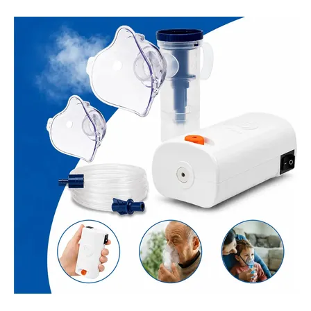 Aparelho Inalador Nebulizador Compressor Silencioso para Asma e Bronquite Adulto Infantil Branco - Nevoni