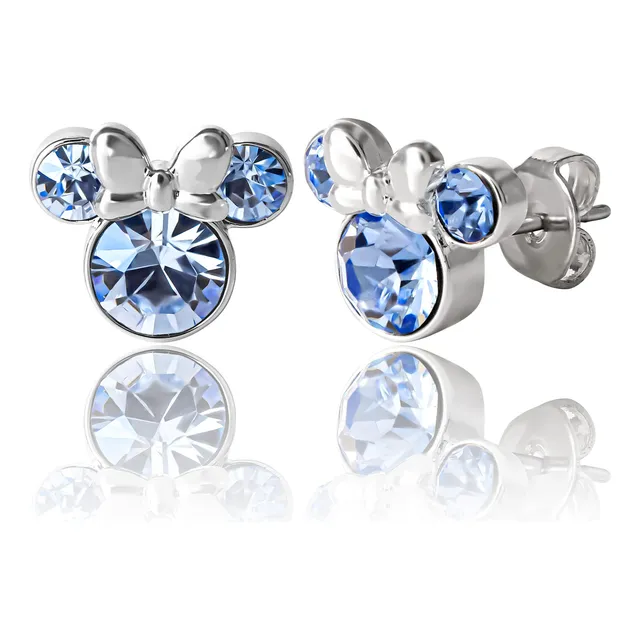 Pendientes De Tuerca De Disney Con Piedra Natal De Minnie Mo