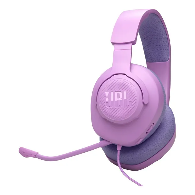 Auriculares Jbl Quantum 100m2 para jugadores con cable y micrófono, color morado
