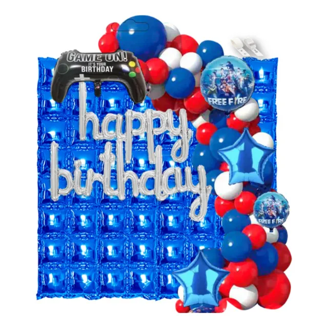 Kit Fiesta Vídeo Juegos Control Free Fire Globos Bombas 82pz