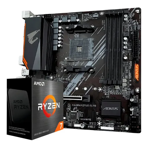 Kit Amd Ryzen 7 5700x + Gigabyte B550m K Am4 Ddr4 Cor Preto