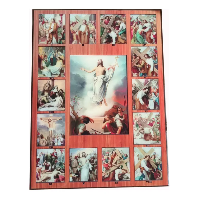Cuadro Viacrucis Religioso Mdf Y Resina Cristal