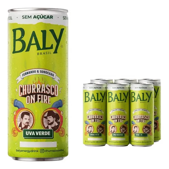 Energético Baly Uva Verde Sem Açucar 250ml Pack 6 Latas