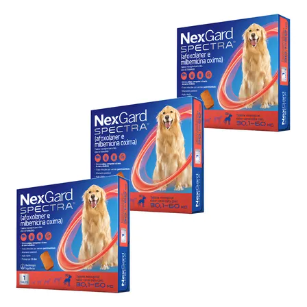 3 Nexgard Spectra 30,1 A 60kg Pulga Carrapato Sarna Vermes