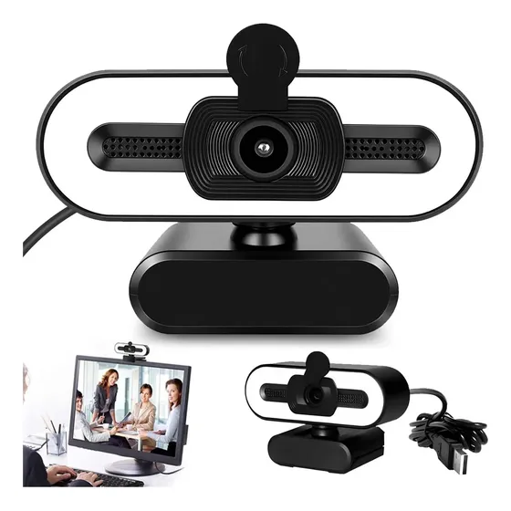 Webcam Câmera Usb 4k Para Pc Computador Notebook Hd Com Luz