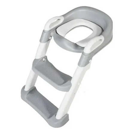 Asiento Reductor Con Escalera Para Baño Entranamiento Bebe Color Gris