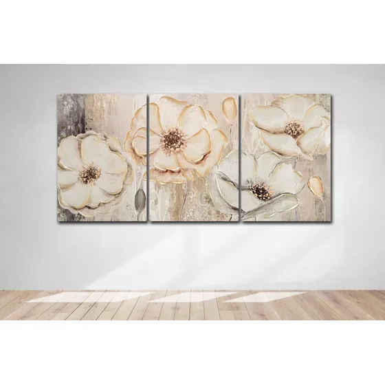 Cuadro Triptico Moderno 140x52cm/110x52cm Floral Regalo