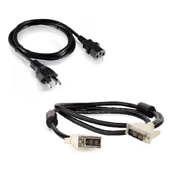 Kit Cabo Dvi + Cabo De Energia Tripolar Para Monitores