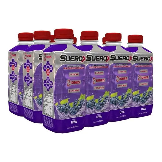 Pack X12 Bebida Hidratante Suerox 8 Iones Uva 630 Ml C/u