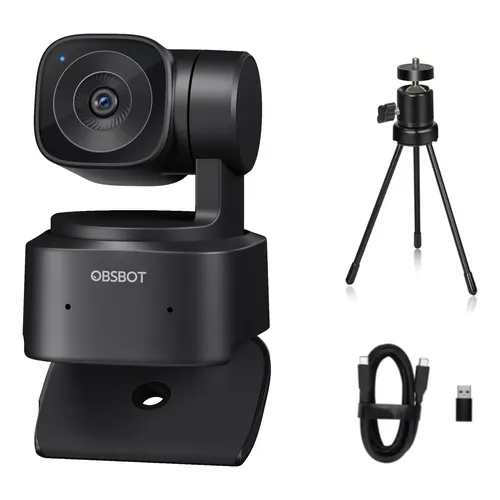 Câmera Ptz Obsbot Tiny 4k - Webcam Auto Tracking Cor Preto | Frete