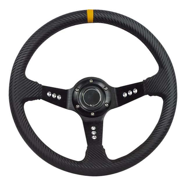 Volante Tuning Para Carro Negro De Cuero