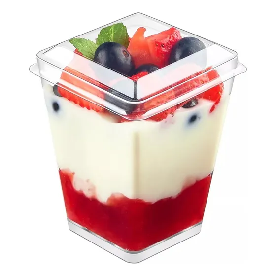 Pack X10 Vasos Para Postres Set De Vasos Shot Postres C/tapa 220ml Vaso Para Dulces Vaso De Dulces Vasos De 220ml Pocillo Para Postre Pasteleriacl