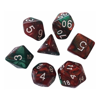 Set Dados Juegos Rol 7 Dados Rojo Con Verde Marmoleado Set Dados Juegos Rol 7 Dados Rojo Con Verde Marmoleado