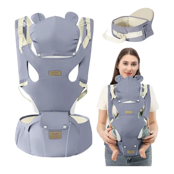 Mochila Portabebés Ergonómica 3 En 1 Con Capucha Sillín