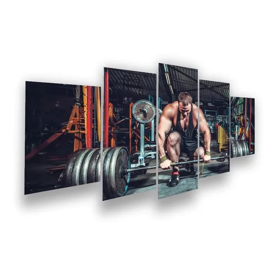 Quadro Mosaico 5 Partes Para Sala Musculação Academia Fitnes