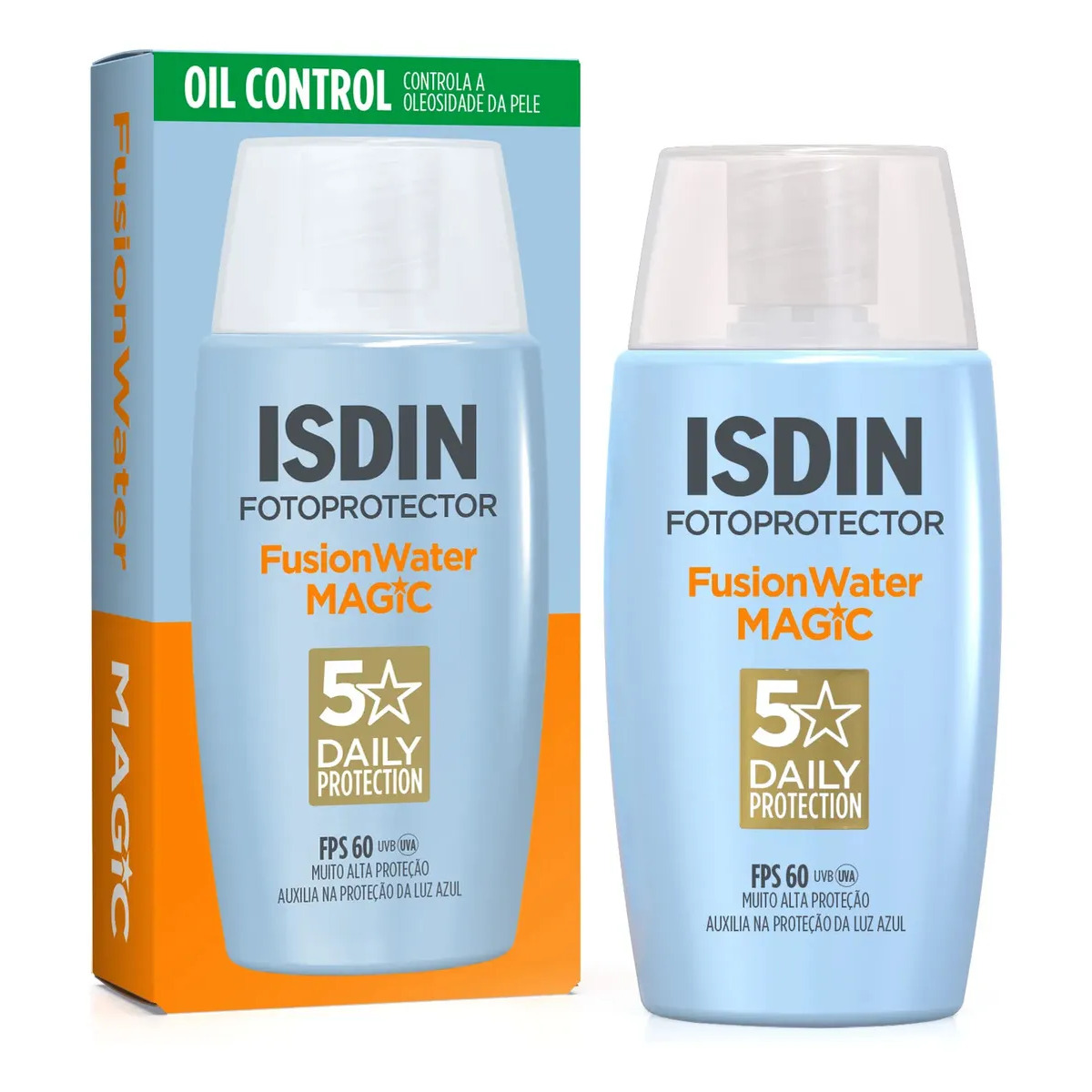 ISDIN Protetor Solar Facial Fusion Water 5 Stars Sem Cor FPS 60 - 50ml ISDIN Protetor Solar Facial Fusion Water 5 Stars Sem Cor FPS 60 - 50ml