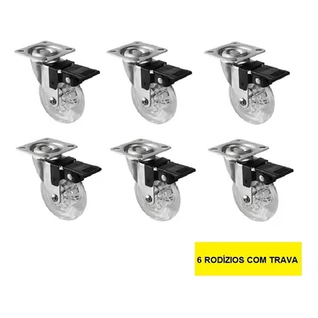 6 Rodinha Rodízio Roda Reforçada Moveis Pesados 50mm 360kg