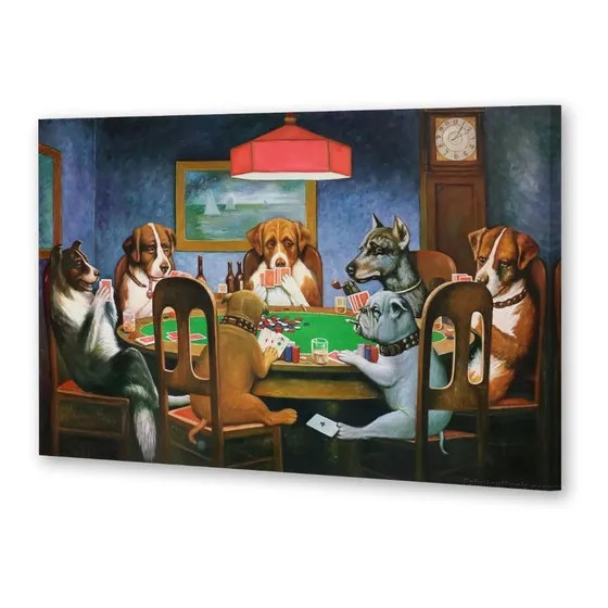 Cuadro 60x90cm Perros Jugando Cartas Poker Dibujo Fun Juego