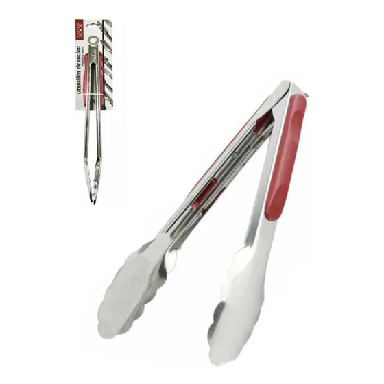 Pinza De Cocina Para Servir  Alimentos Acero Y Plastica X 2