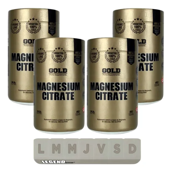 Citrato De Magnesio Gold Nutrition X4 Pastillero Legend