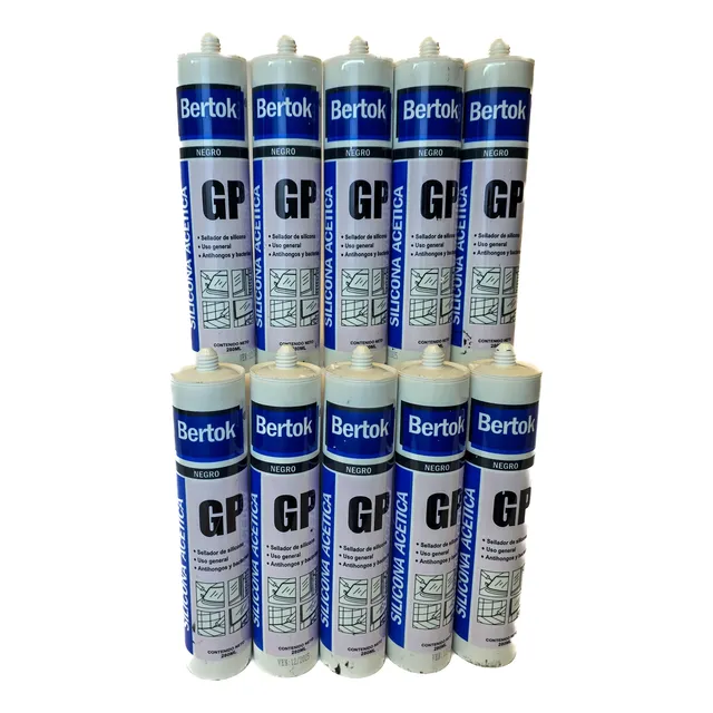 Silicona Acética Negro Bertok X 10 Unidades