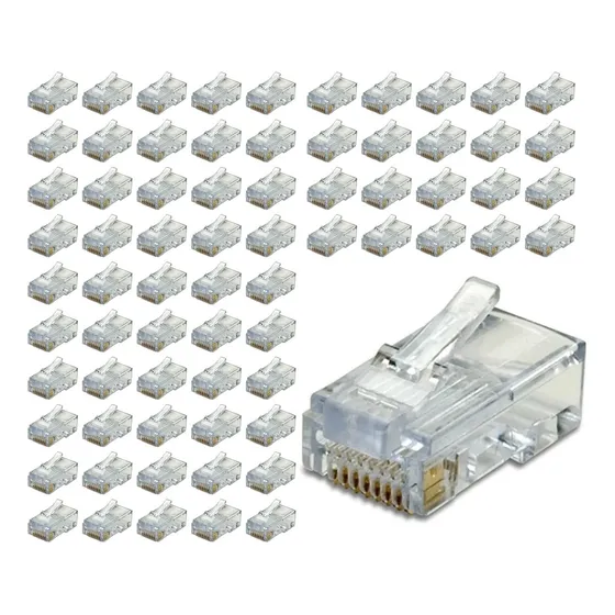 Conetores Rj-45 Fichas Pasantes Cat-5e X100 Unidades Redes