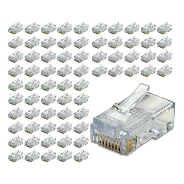Conetores Rj-45 Fichas Pasantes Cat-5e X100 Unidades Redes