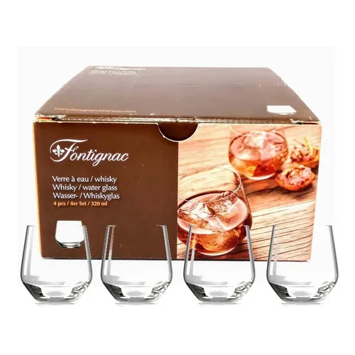 Copos Fontignac para whisky 4 unidades 320mL cor transparente