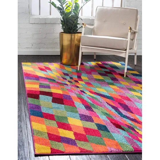 Alfombra Geométrica Moderna Multicolor 1.00 X 1.60 M
