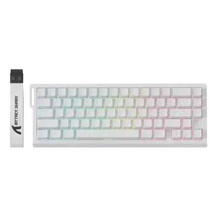 Teclado Mecânico Gamer Attack Shark X68 Pro White Contour Lines Inglês Us