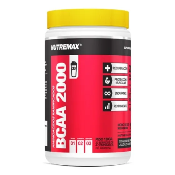 Bcaa 2000 Nutremax Aminoacidos Ramificados 30servs Fatiga Sabor Sin sabor