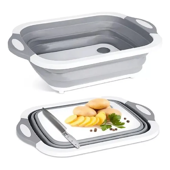 Tabla De Cortar 3 En 1 De Silicona Plegable Drenaje Cocina Multiuso