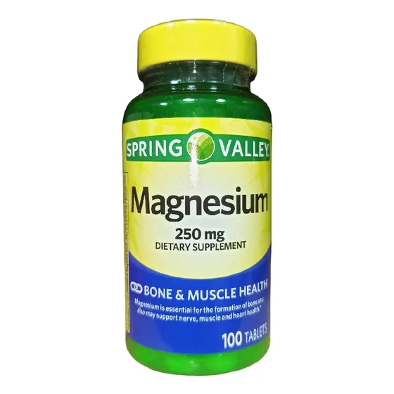 Magnesio De 250 Mg, 100 Cápsulas Spring Valley Importado 