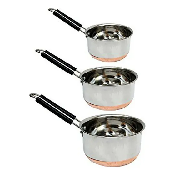 Set De Ollas Acero Inoxidable 3 Pcs - Fondo Cobre - Multitas