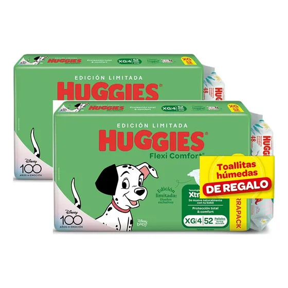Huggies Flexi Xg X 104 Unid + 96 Toallas De Género Sin género Tamaño Extra grande (XG)