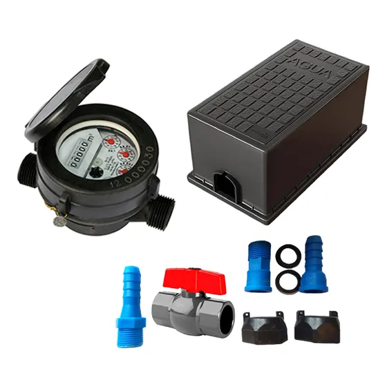 Medidor Agua Domiciliario + Caja Vereda + Kit Conexión 1/2 