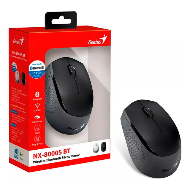 Mouse Genius Nx-8000s Bluetooth Silencioso Negro