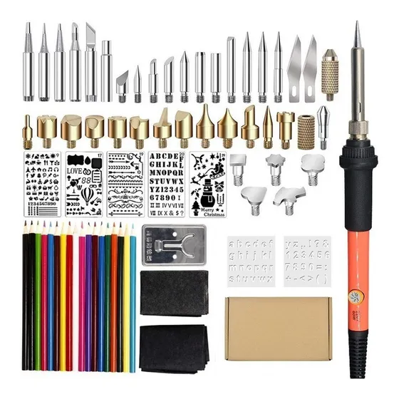 Set De Cautín Pirógrafo Para Grabar Madera, 71 Piezas