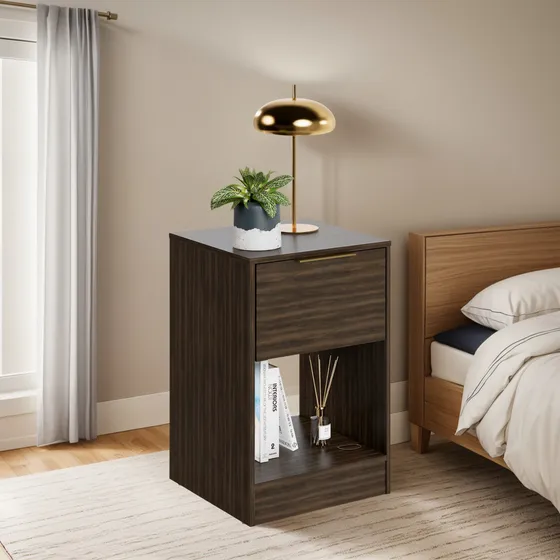 Mesa De Luz Moderna Dormitorio Para Cabecera Moderna Paris Acabado Mate Color Marrón